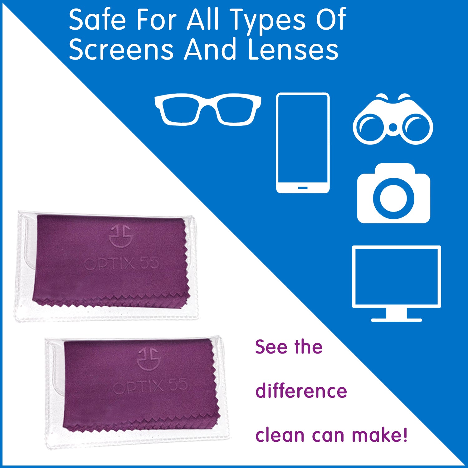 Microfiber Eyeglasses Cleaning Cloths (6 Pack)