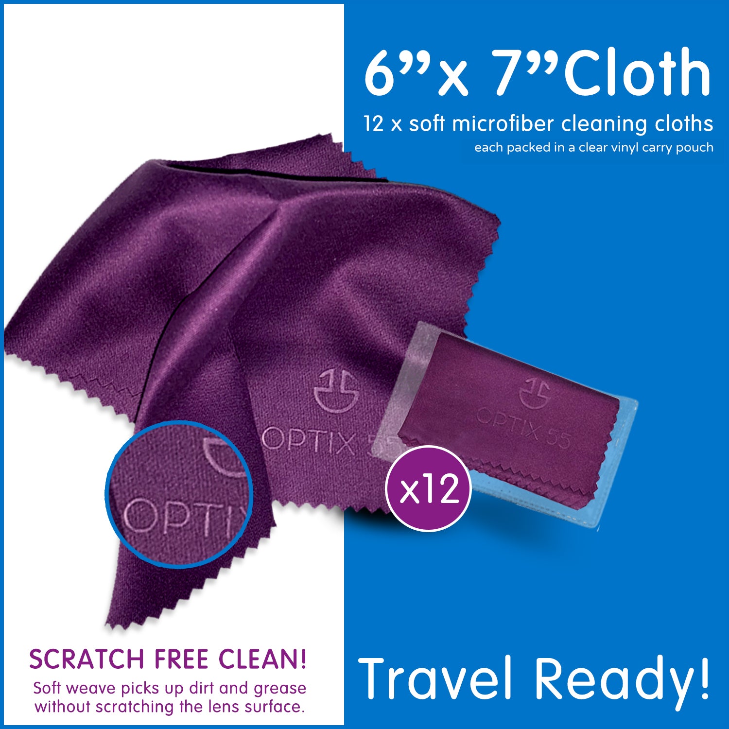 Microfiber Eyeglasses Cleaning Cloths (6 Pack)