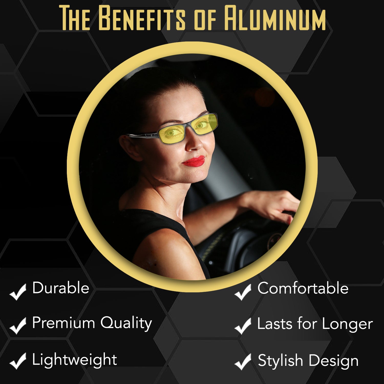 Optix 55 Polarized Night Vision Glasses for Safe Driving - Glare Reduction  & Improved Clarity 24/7 - Lightweight & Stylish Design