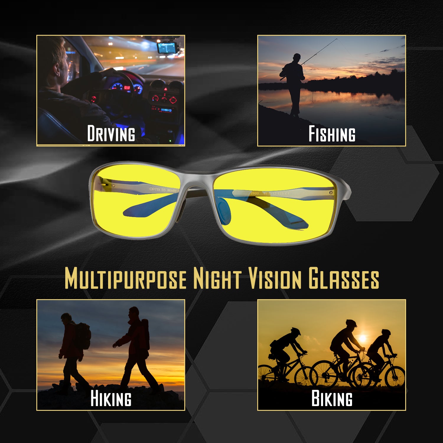 Aluminum Night Driving Glasses - Main Image