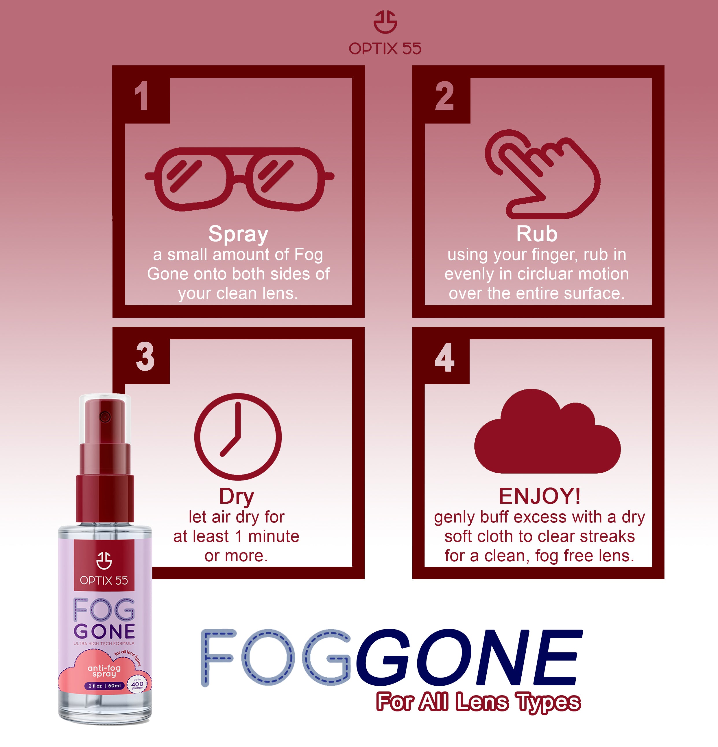 Anti-Fog Spray for Anti Reflective Lenses