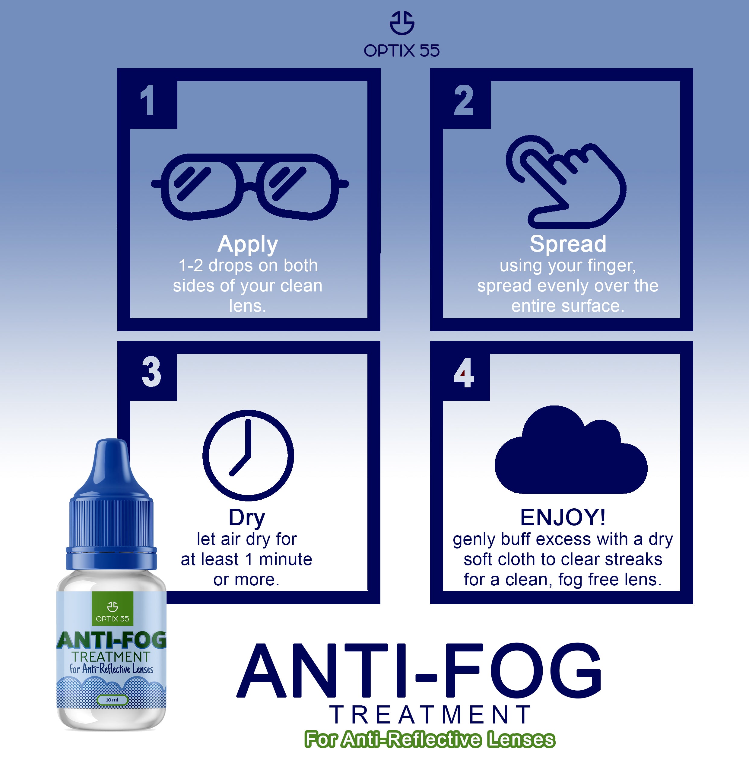 Anti-Fog Spray for Anti Reflective Lenses –